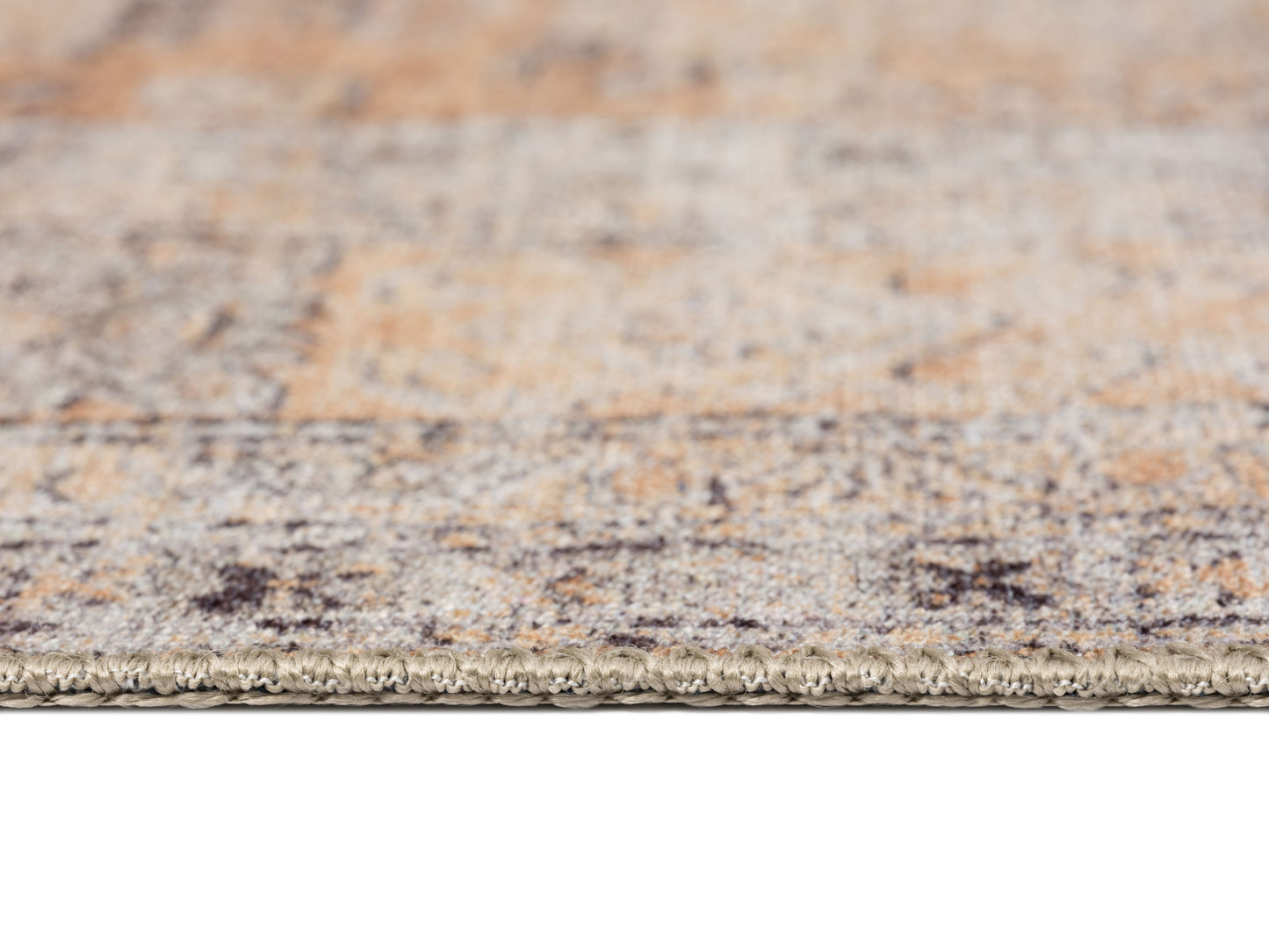 Sydelle Brown and Grey Traditional Distressed Washable Rug