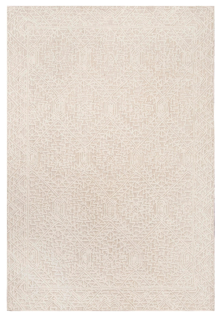 Takalo Beige and Ivory Textured Tribal Rug