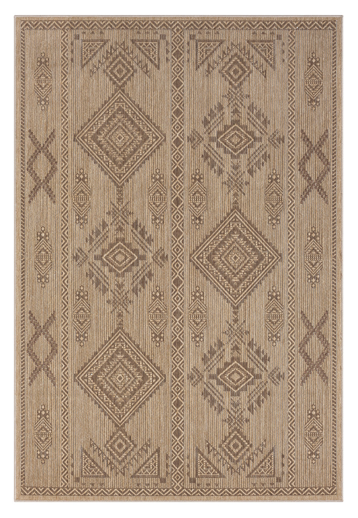 Takha Brown and Beige Tribal Flatweave Indoor Outdoor Rug