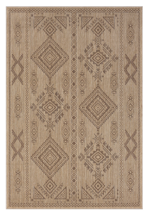 Takha Brown and Beige Tribal Flatweave Indoor Outdoor Rug