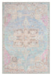 Tavi Blue and Pink Multi-Colour Distressed Washable Rug