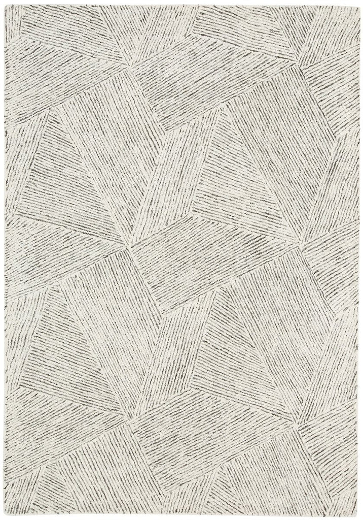 Tilde Charcoal and Ivory Striped Modern Wool Rug