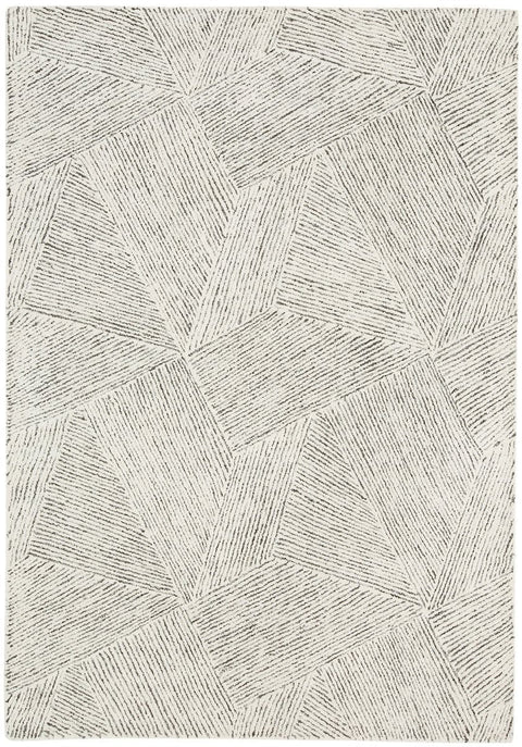 Tilde Charcoal and Ivory Striped Modern Wool Rug