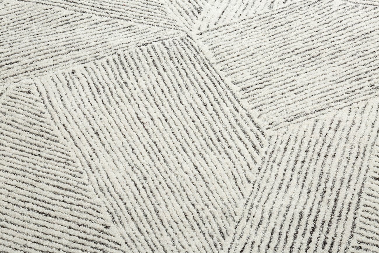 Tilde Charcoal and Ivory Striped Modern Wool Rug