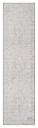 Tinka Beige and Grey Traditional Distressed Washable Runner Rug