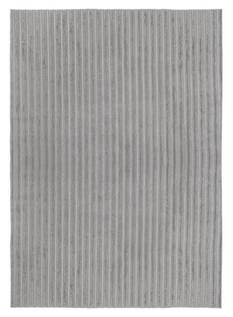 Tonca Grey Striped Washable Faux Fur Rug