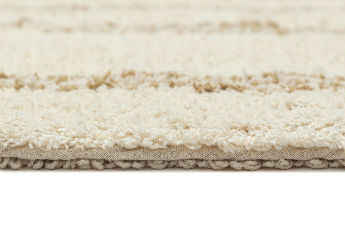 Vania Cream and Beige Stripe Cotton Bath Mat