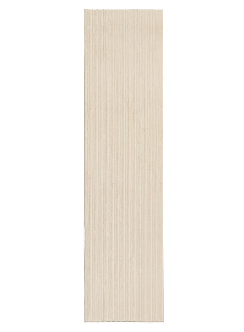 Veluz Cream Striped Washable Faux Fur Runner Rug