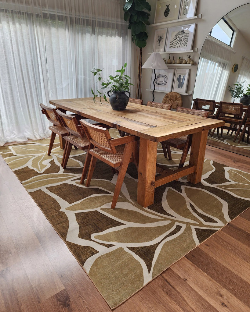 Vivienne Dark Green Botanical Washable Rug