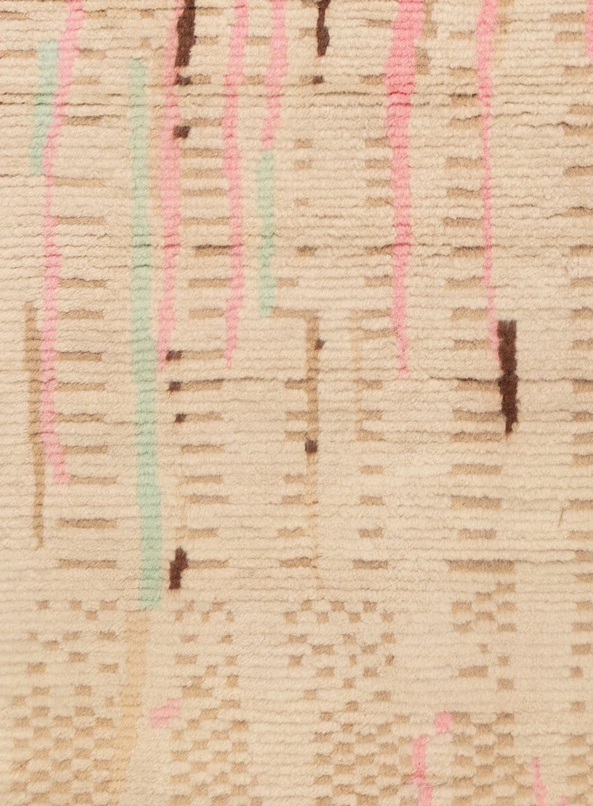 Zahari Pink and Green Abstract Tribal Wool Rug