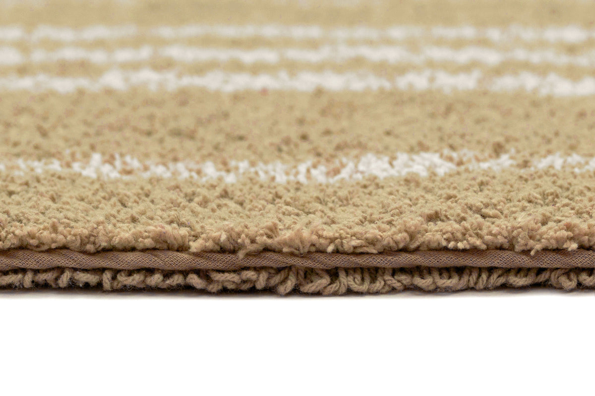 Zaina Beige and Cream Stripe Cotton Bath Mat