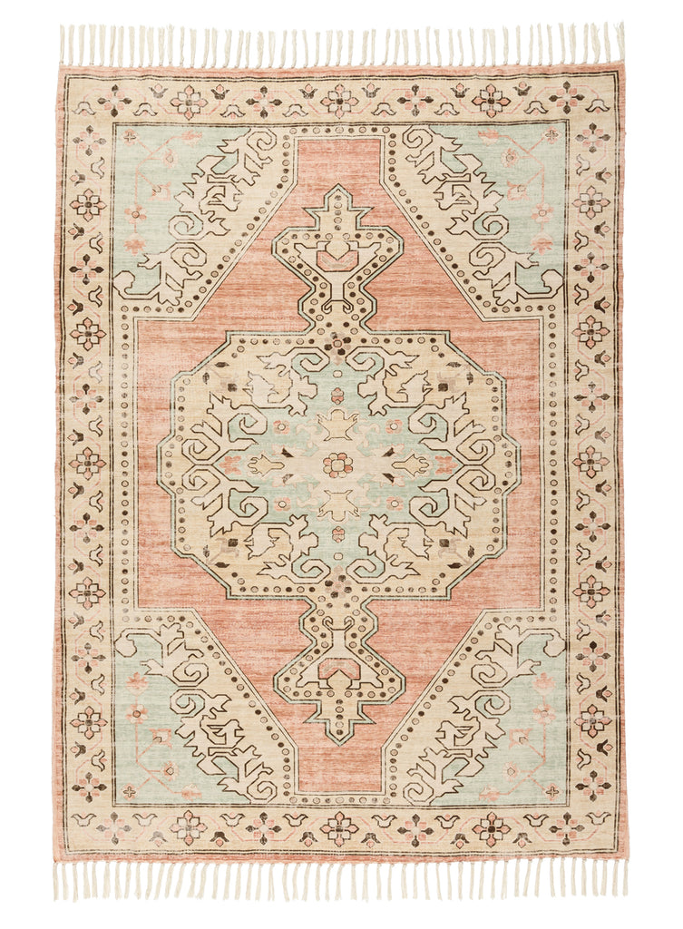Zaira Cream and Pink Boho Picnic Rug