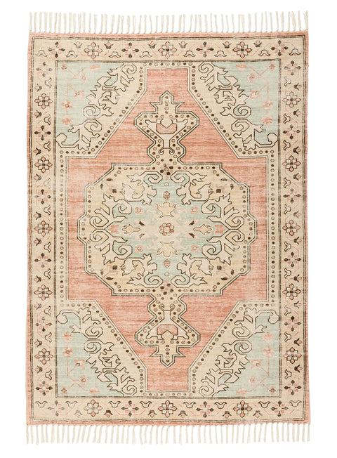 Zaira Cream and Pink Boho Picnic Rug