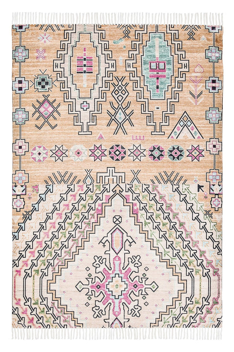 Zelda Cream Multi-Colour Abstract Tribal Indoor Outdoor Rug