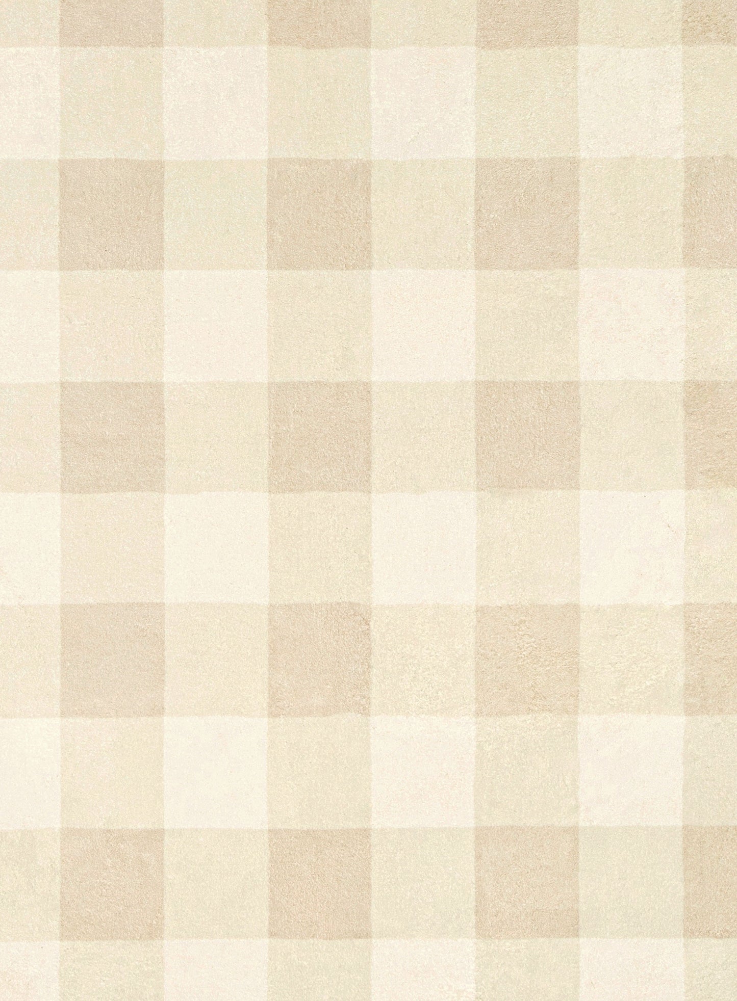 Zira Neutral Beige Gingham Washable Rug