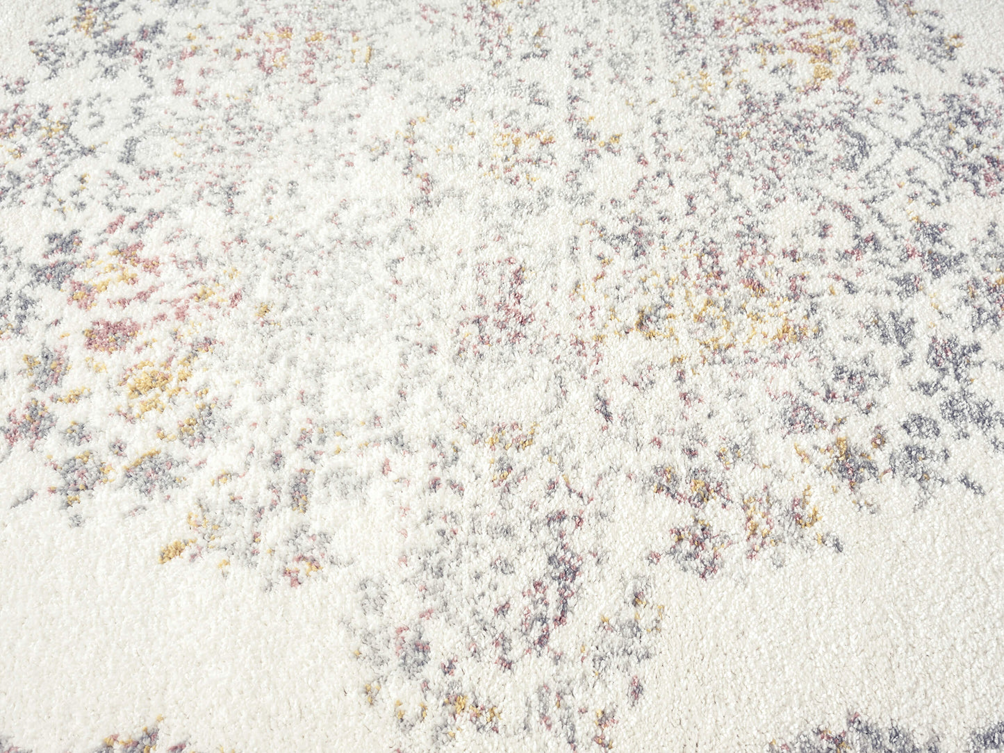 Aysha Pink Yellow and Grey Traditional Medallion Rug