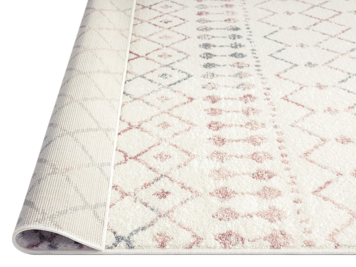 Maggie Pink and Grey Tribal Diamond Rug