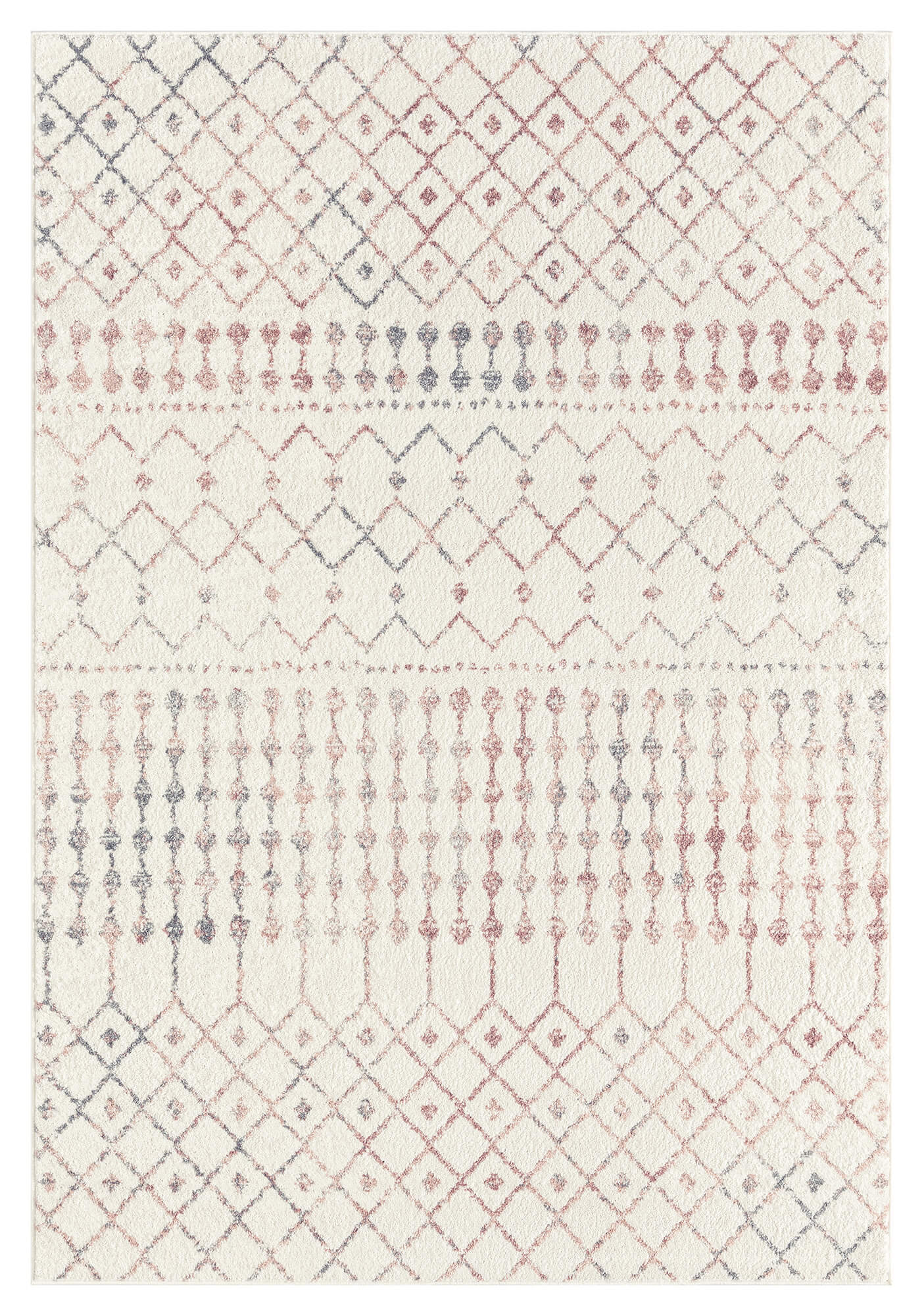 Maggie Pink and Grey Tribal Diamond Rug