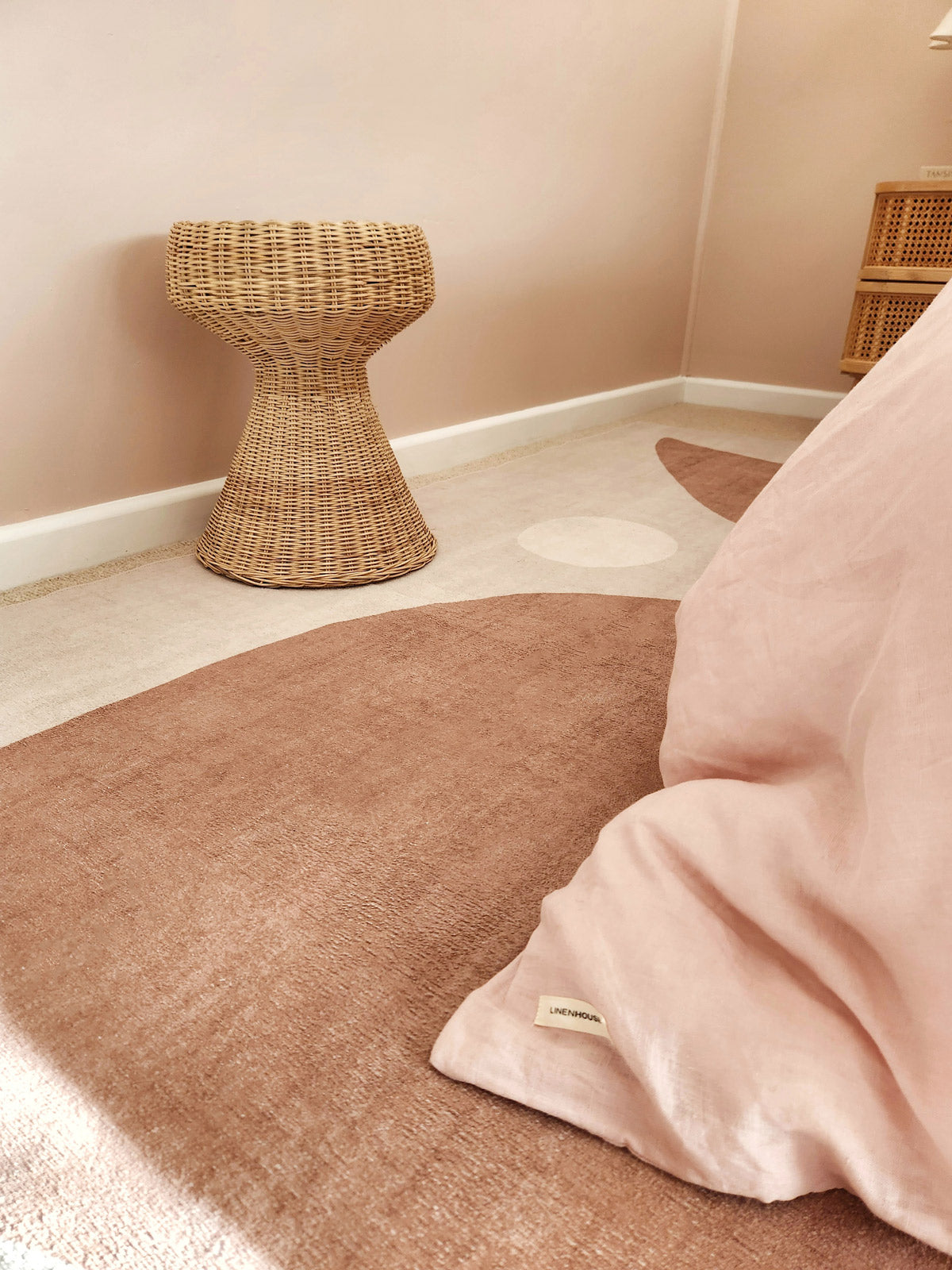 Aara Terracotta and Cream Botanical Washable Rug