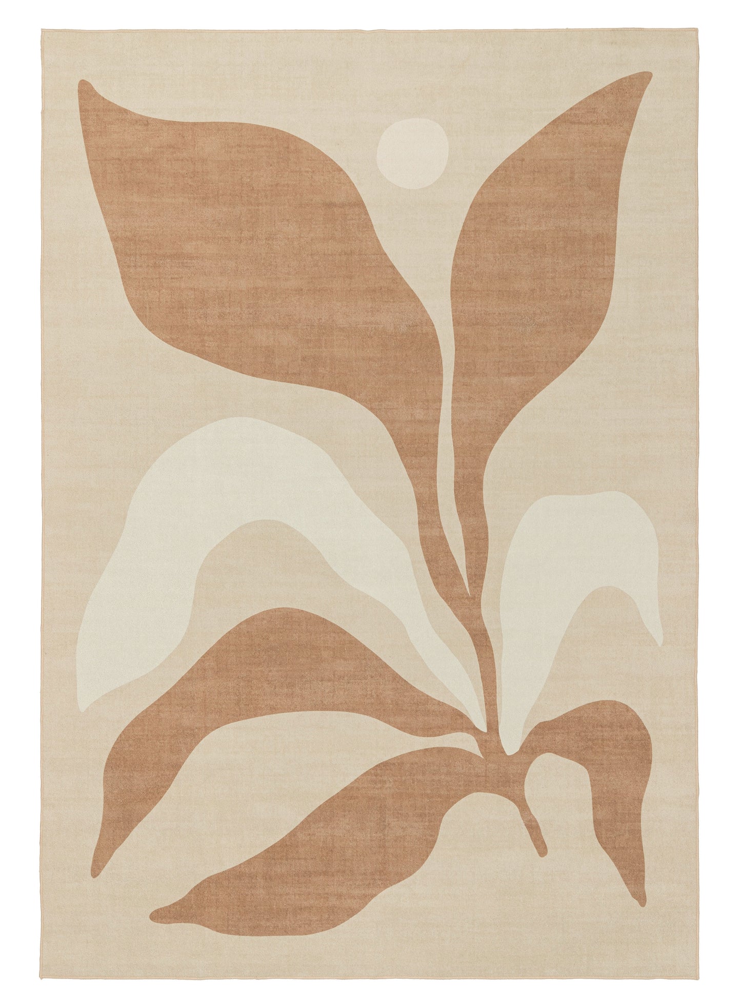 Aara Terracotta and Cream Botanical Washable Rug