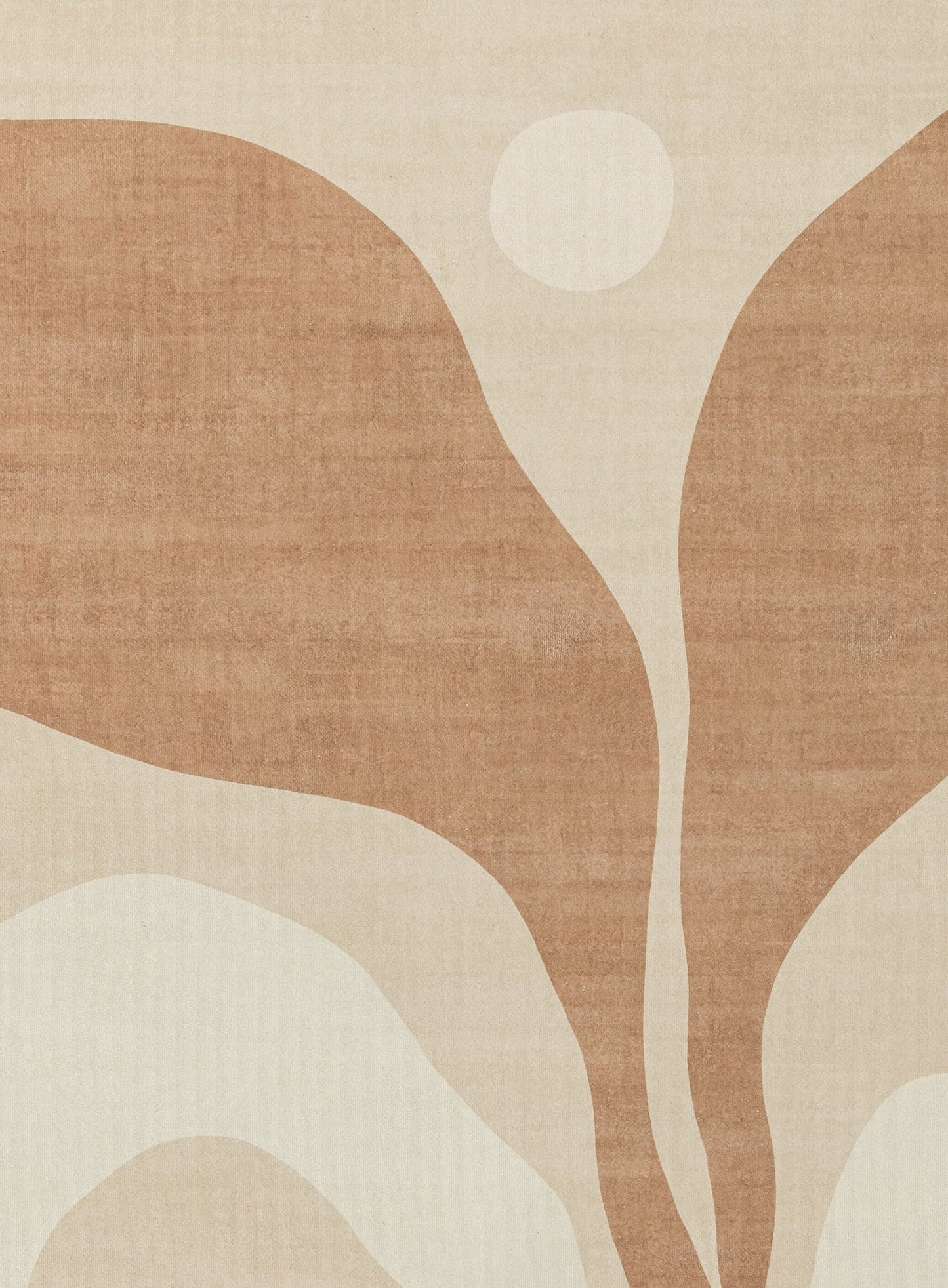 Aara Terracotta and Cream Botanical Washable Rug