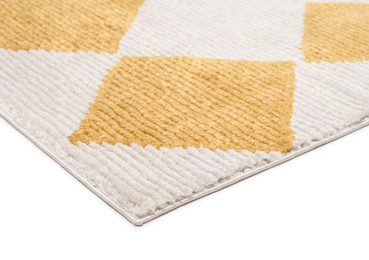 Ivory Checkered Rug Agatha Ivory and Yellow Checkered Rug