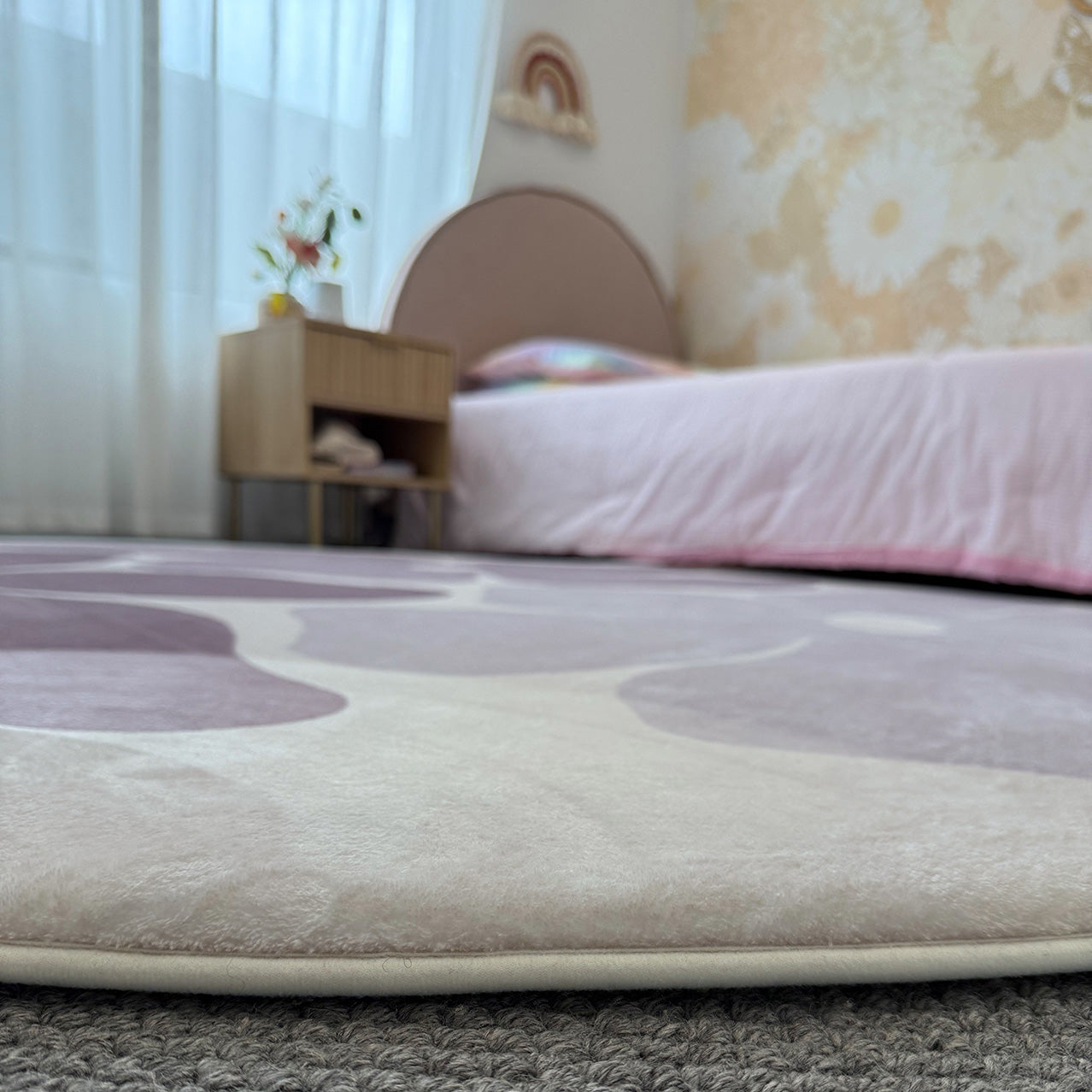 Aica Purple Flowers Rollie Pollie Round Playmat