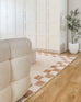 Aiday Beige Checkered Border Washable Rug