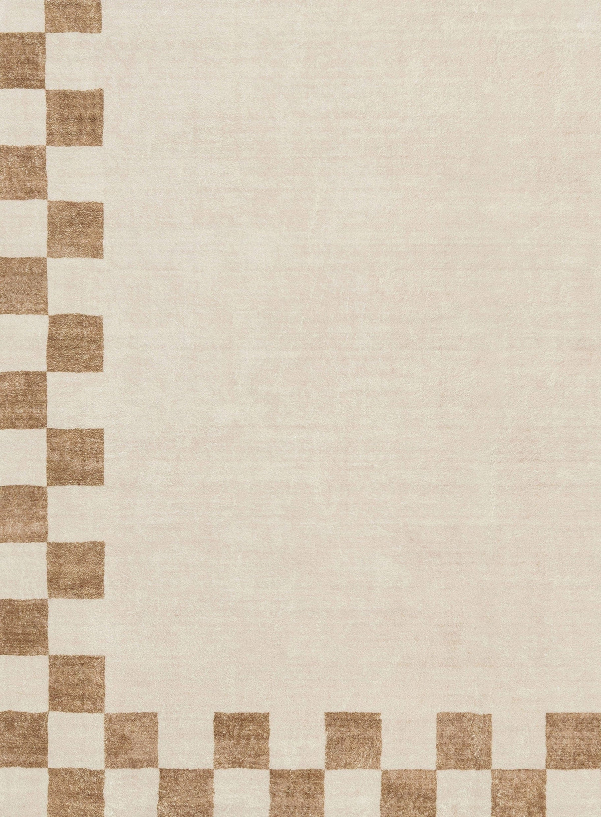 Beige Checkerboard Style Rug Aiday Beige Checkered Border Washable Rug