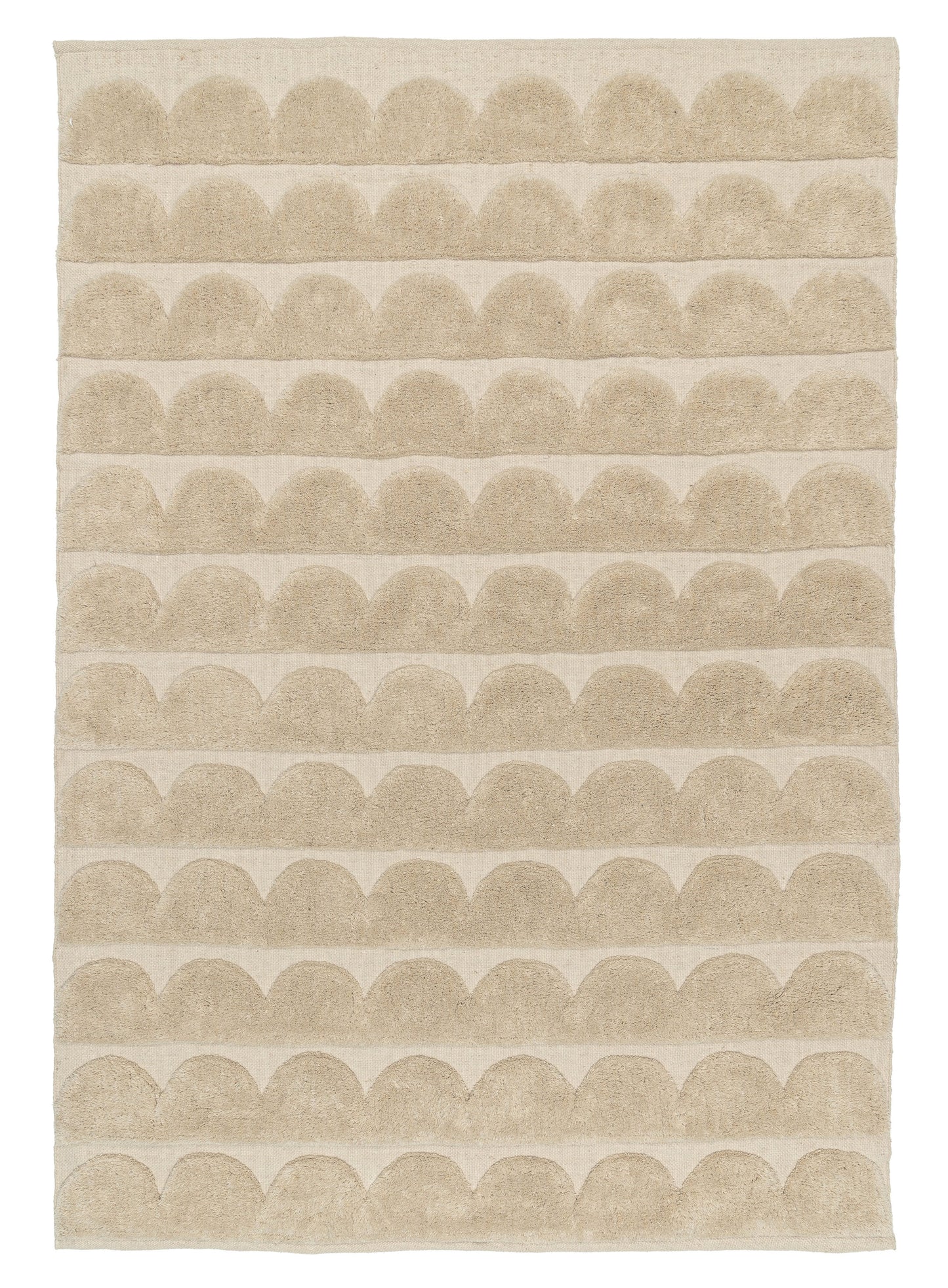 Ajuma Taupe Scallop Washable Wool Rug