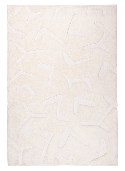 Akkira Abstract Cream Washable Wool Rug