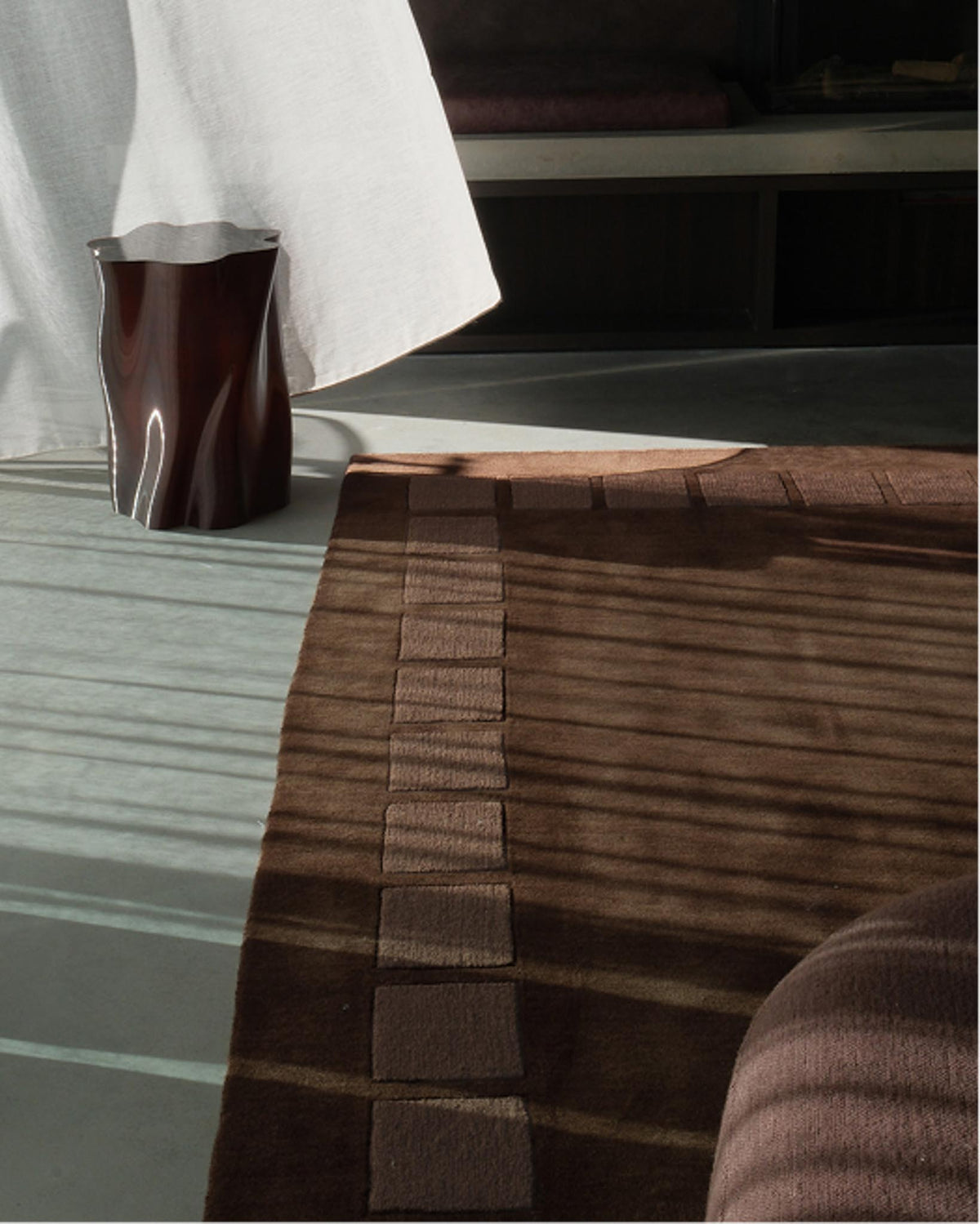 Alarca Chocolate Handloom Geometric Wool Rug