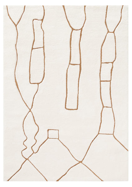 Alayna Cream and Gold Tribal Shag Rug