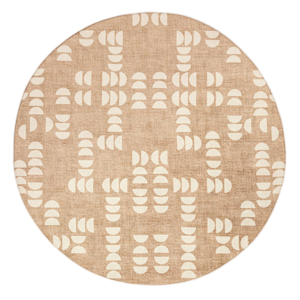 Alba Beige and Ivory Geometric Rollie Pollie Round Playmat