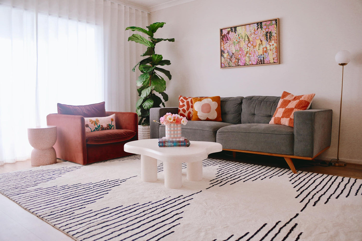 Aldana Black and Cream Tribal Washable Rug