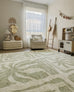 Alicia Sage Green Waves and Palms Washable Rug