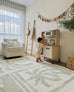 Alicia Sage Green Waves and Palms Washable Rug