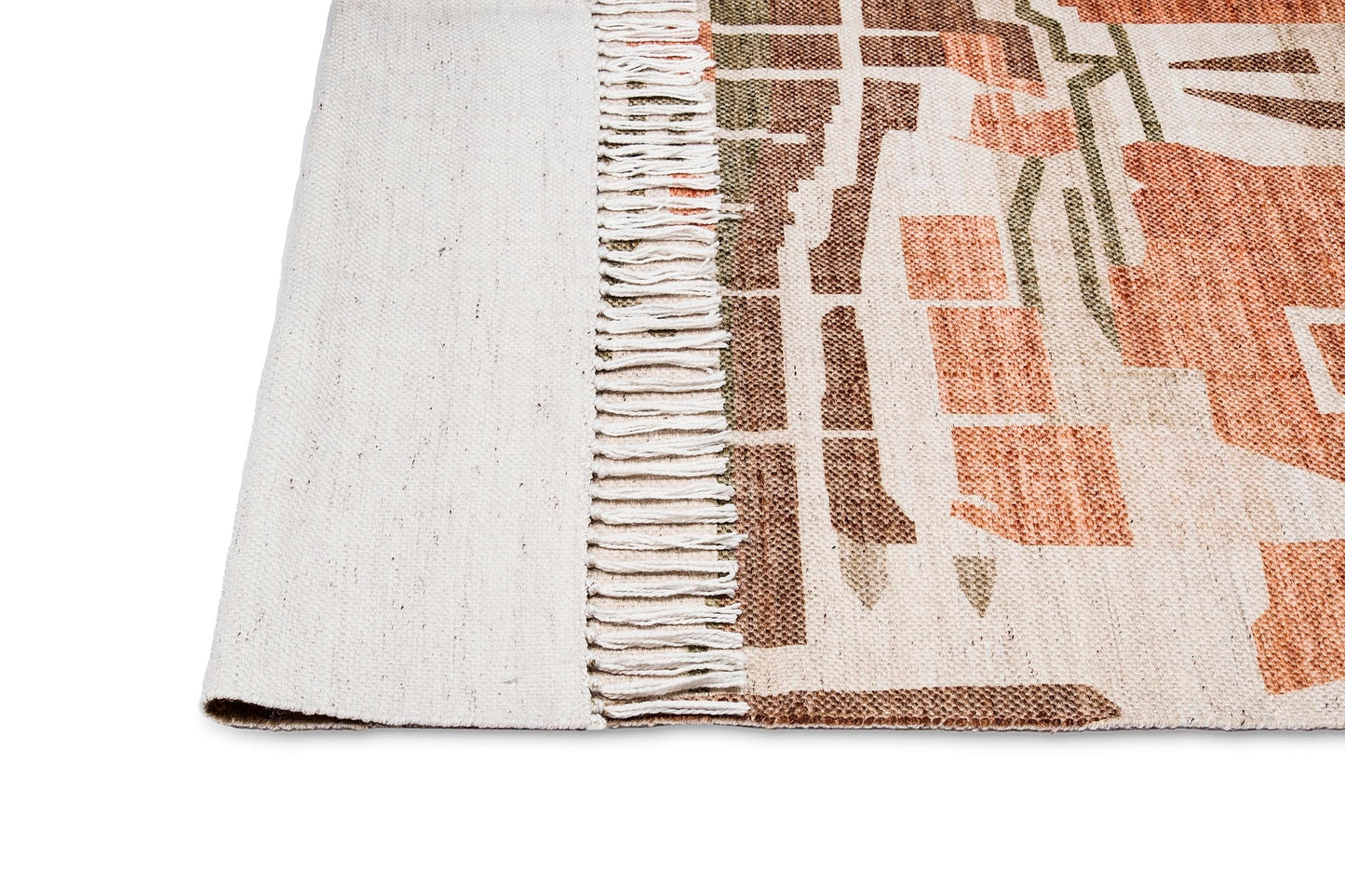 Allegra Orange and Cream Multi-Colour Abstract Tribal Indoor Outdoor Rug