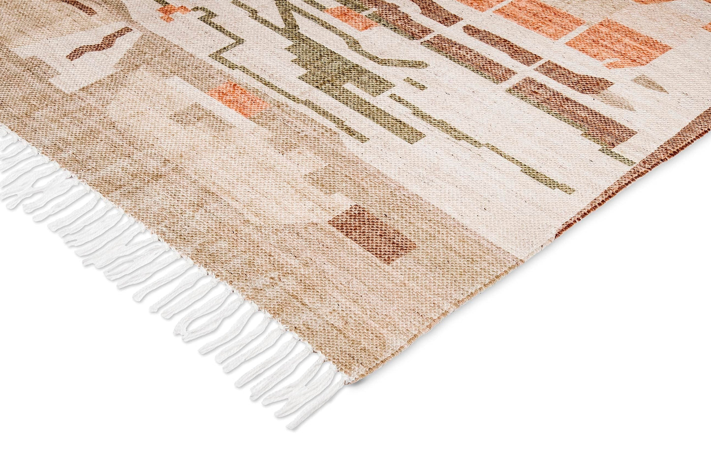 Allegra Orange and Cream Multi-Colour Abstract Tribal Indoor Outdoor Rug