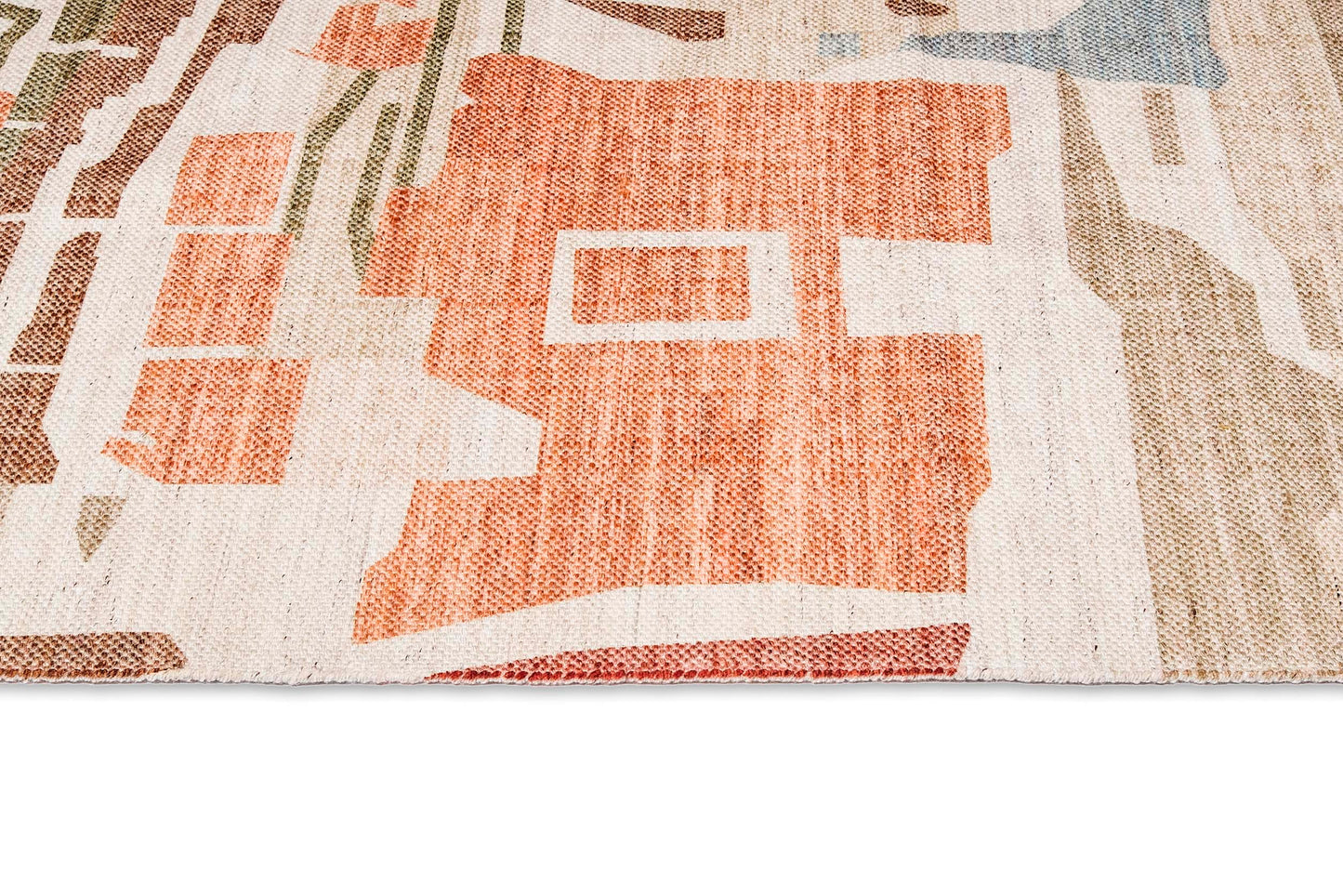 Allegra Orange and Cream Multi-Colour Abstract Tribal Indoor Outdoor Rug