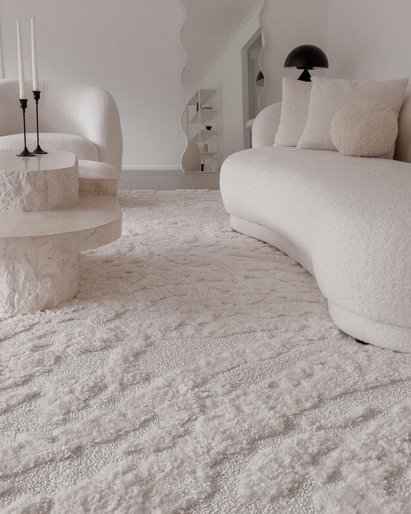 Alturra Ivory Cream Abstract Textured Rug