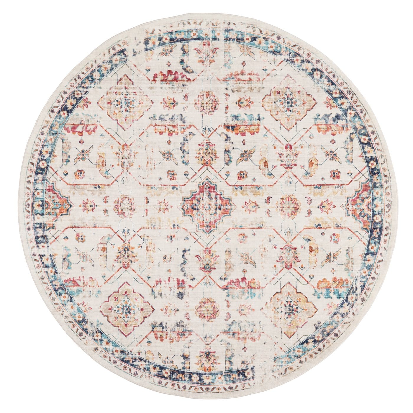 Amanda Multicolour Distressed Transitional Round Rug