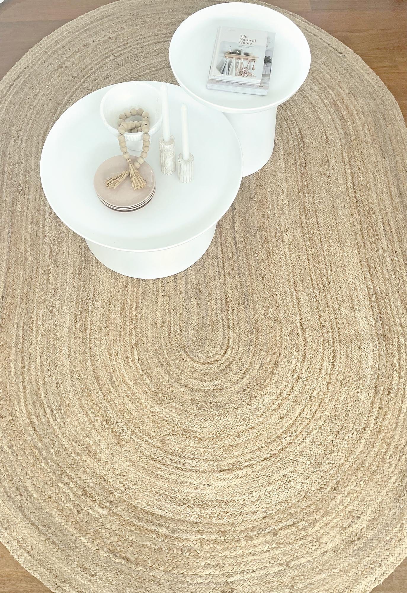 Amber Natural Braided Oval Jute Rug