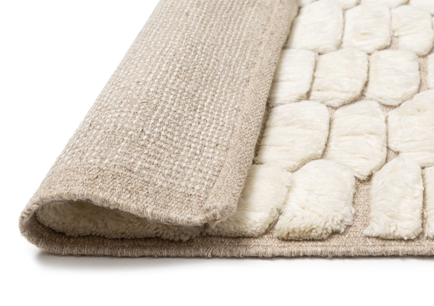 Aminata Ivory Abstract Textured Wool Rug