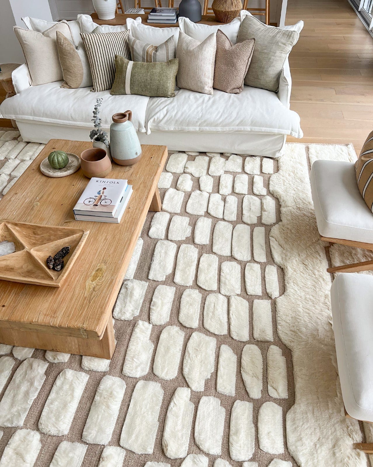 Aminata Ivory Abstract Textured Wool Rug