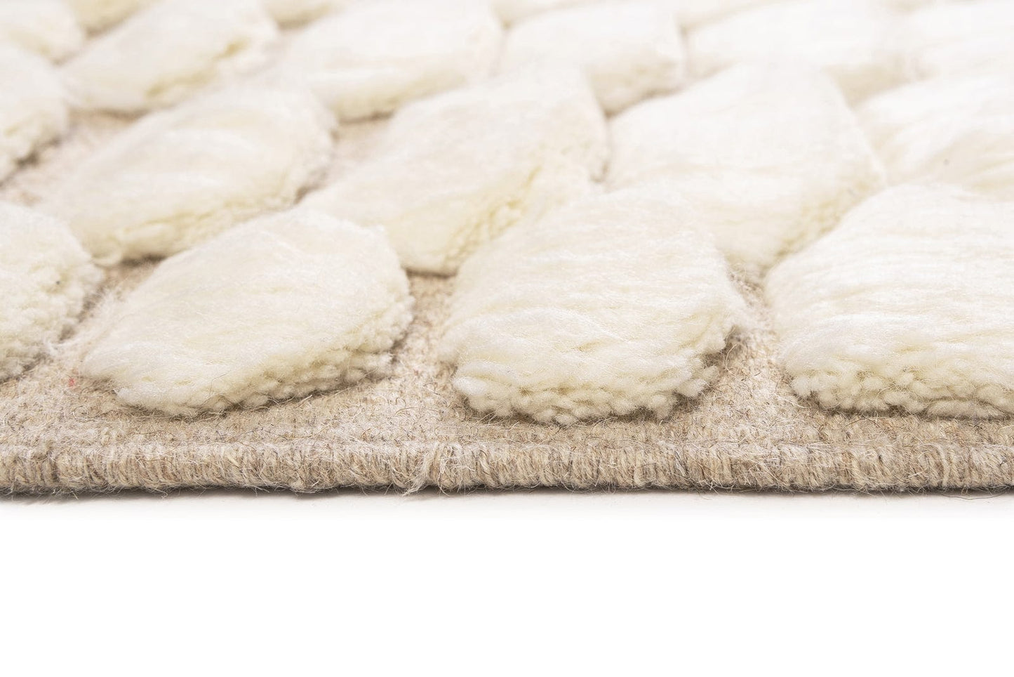 Aminata Ivory Abstract Textured Wool Rug