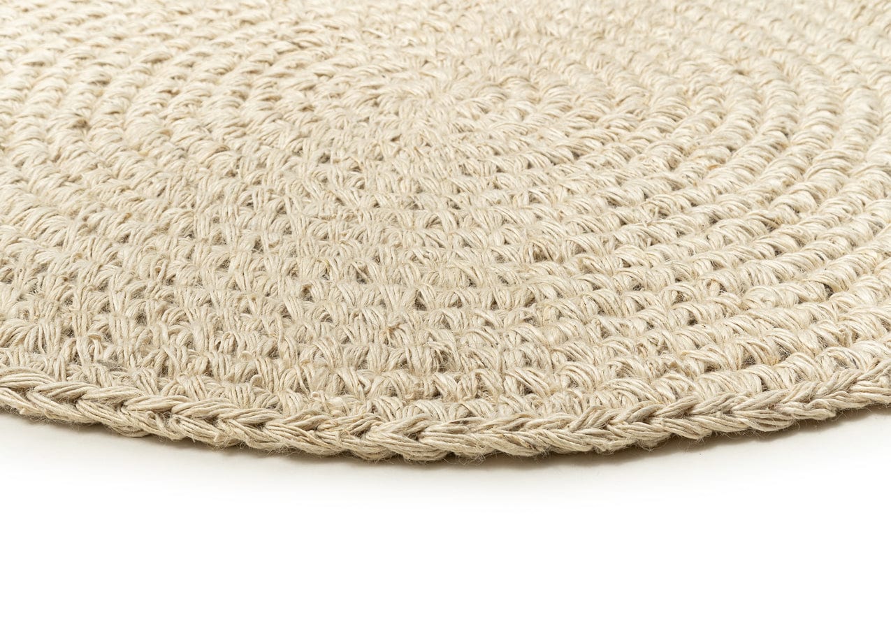 Amparo Bleached Crochet Round Jute Rug