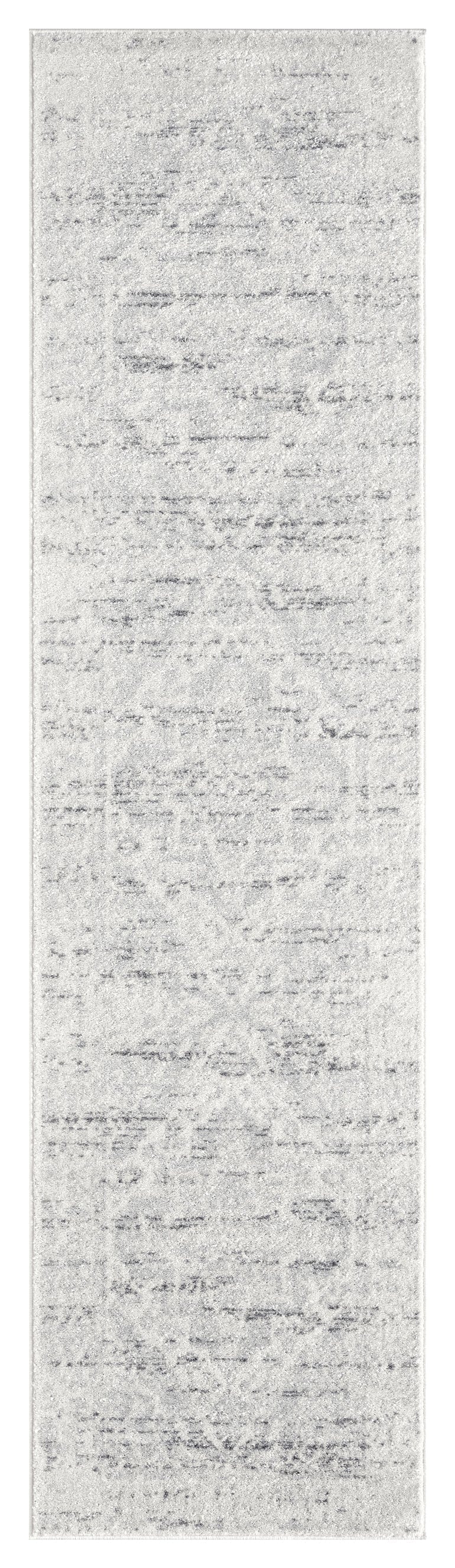 Andra Grey and Ivory Traditional Distressed Runner Rug