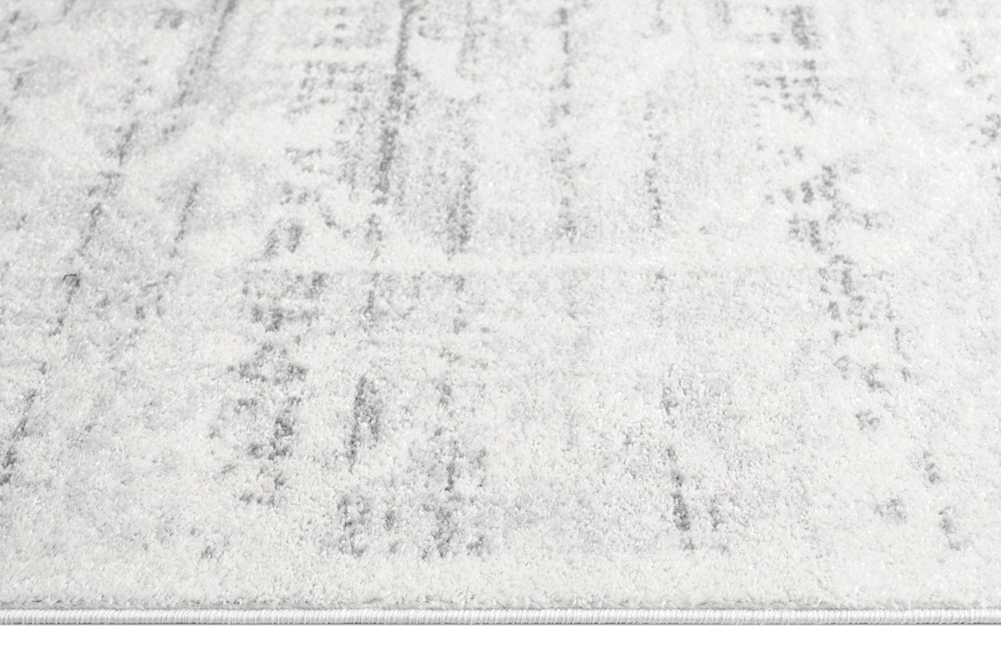 Andra Grey and Ivory Traditional Distressed Runner Rug