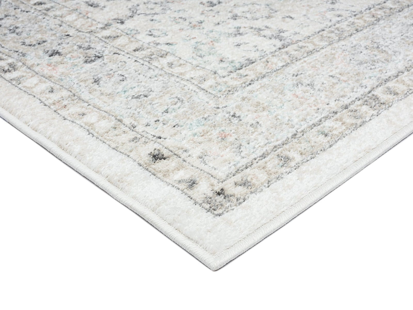 Anine Cream And Grey Multi-Colour Traditional Floral Runner Rug